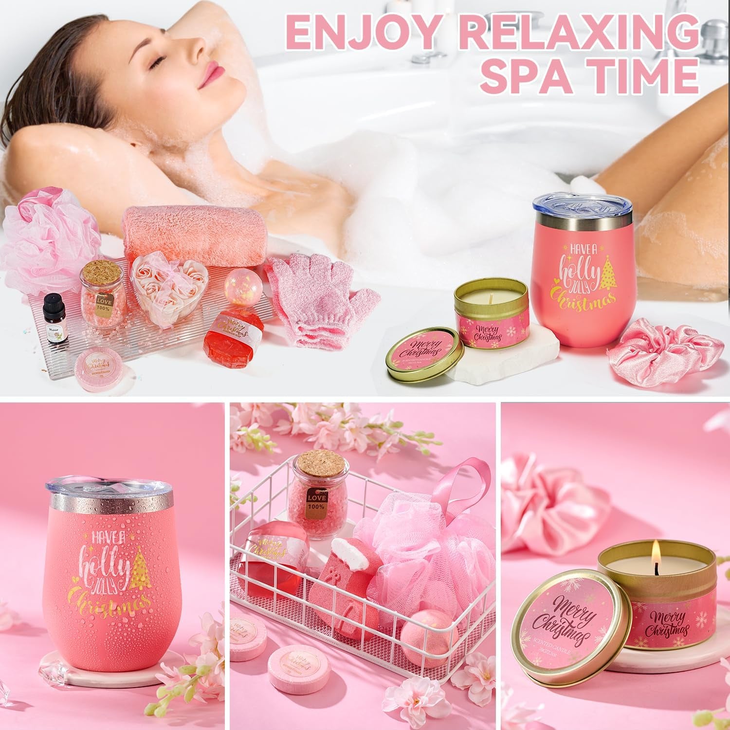 Pink Advent Calendar 2025 for Teen Girls, 24 Day Women Countdown Calendar with Pink Christmas Tumbler Self Care Christmas Suprise Gift for Mom Wife Sister